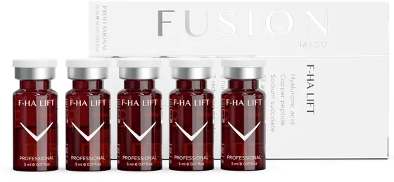Fusion Meso F-HA LIFT NCTC'li Hyaluronik Asit Kokteyli kutu ve flakonlar