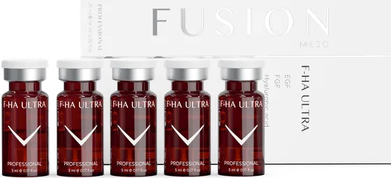 Fusion Meso F-HA ULTRA Büyüme Faktörlü Nem Kokteyli kutu ve flakonlar