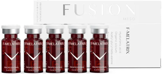 Fusion Meso F-MELATRIX Pigmentli Akne İzi Kokteyli kutu ve flakonlar