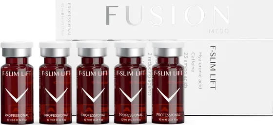 Fusion Meso F-SLIM LIFT Yüz İnceltici Anti-Aging Kokteyli kutu ve flakonlar